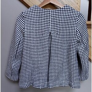 Talbots Blue Houndstooth Tweed Zipper Blazer Jacket Sz 2 Old Money Quiet Luxury